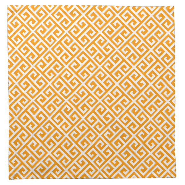 Gold & White Greek Key Pattern Napkin (Front)