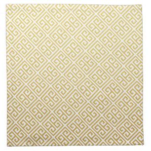 Gold & White Greek Key Pattern Napkin