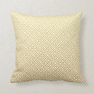 Gold & White Greek Key Throw Pillows