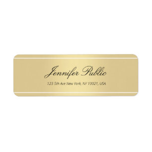 Gold White Hand Script Text Simple Template Trendy Label