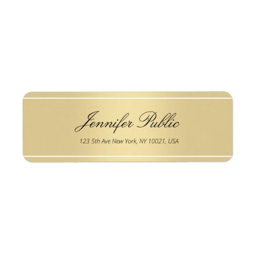 Gold White Hand Script Text Simple Template Trendy Label