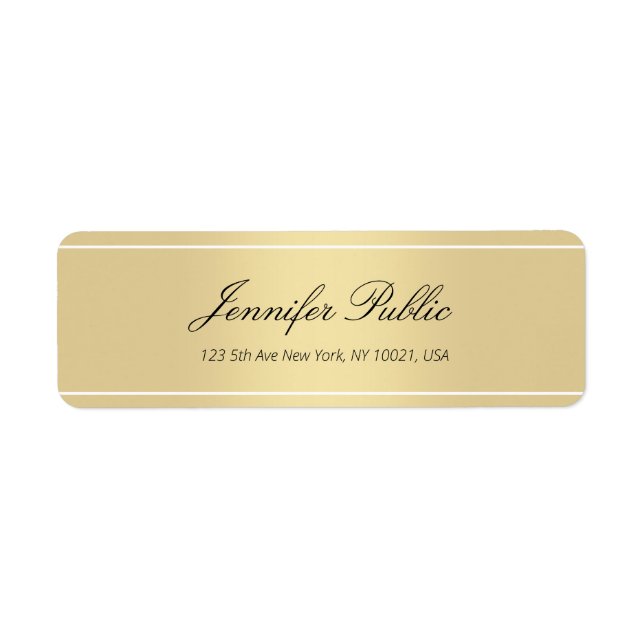 Gold White Hand Script Text Simple Template Trendy Label (Front)