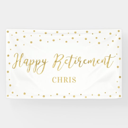 Gold & White | Happy Retirement Party Banner | Zazzle.com