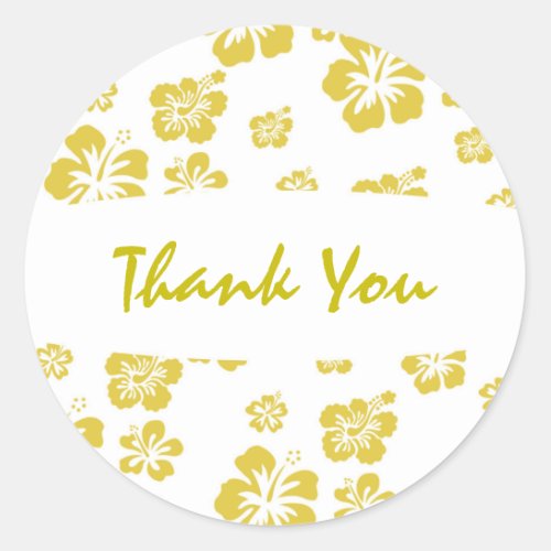 Gold  White Hibiscus Flower Floral Party Sticker