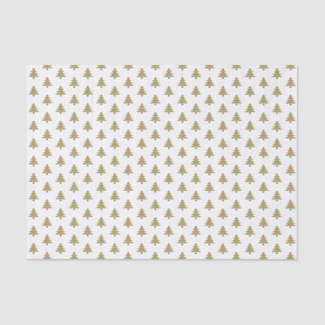Gold/White Iconic Christmas Tree Pattern Tissue Paper (Front)