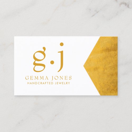 Gold White Jewelry Designer Faux Gold Foil Edge Business Card