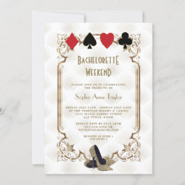 Gold White Las Vegas Casino Bachelorette Weekend Invitation