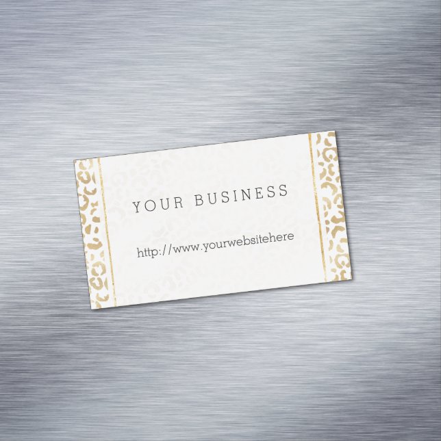 Gold White Leopard Print     Business Card Magnet (In Situ)