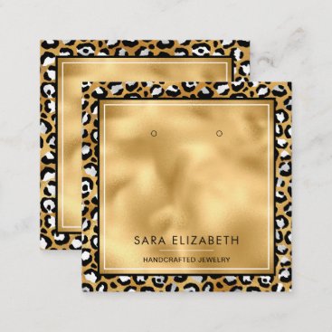 Gold White Leopard Print Earring Display Card