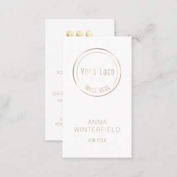 Gold White Logo Elegant Modern Social Media Business Card by CardStyle at Zazzle