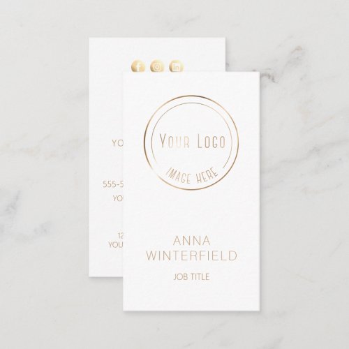 Gold white logo elegant modern social media business card