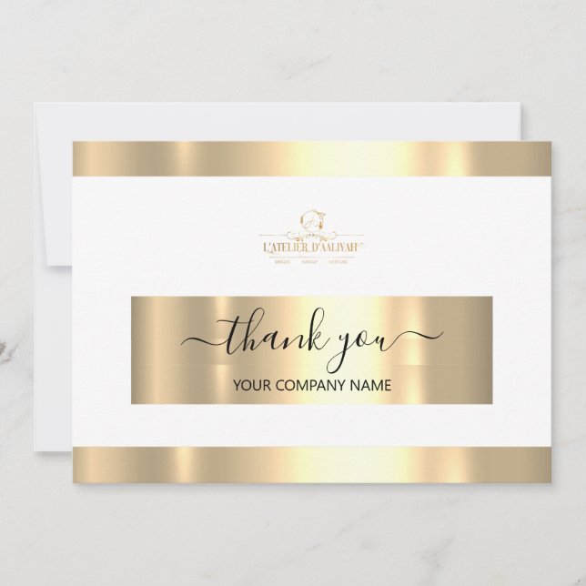  Gold White LogoThank You Business Insert Card (Front)