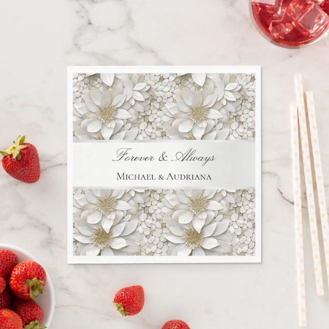 Gold White Lotus Flowers Bridal Shower  Napkins (Insitu)