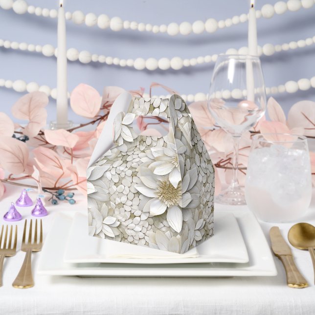 Gold White Lotus Flowers Favor Boxes (Wedding)