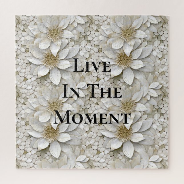 Gold White Lotus Flowers Jigsaw Puzzle (Vertical)