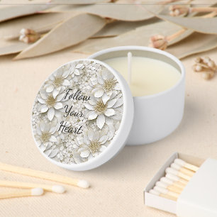 Gold White Lotus Flowers Mini Candle Favors
