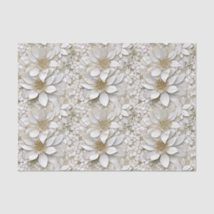 Gold White Lotus Flowers Wedding Tissue Paper