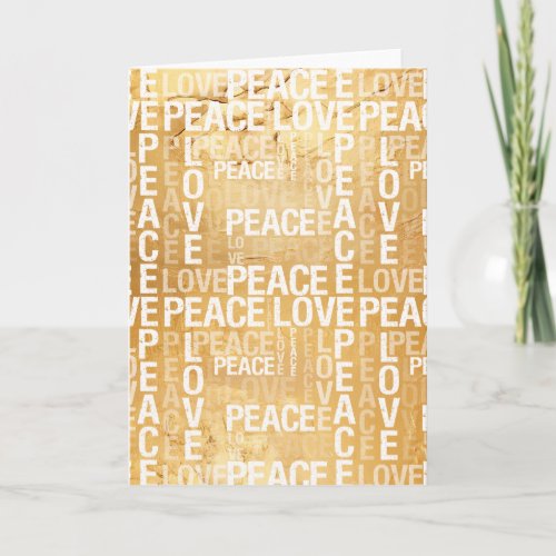 Gold White Love Peace Inspirational Card