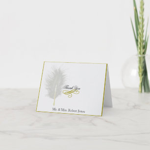 Gold White Marabou Feather Anniversary Thank You