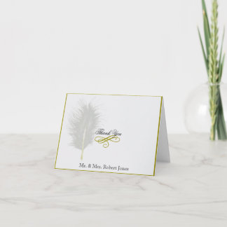 Gold White Marabou Feather Anniversary Thank You Card