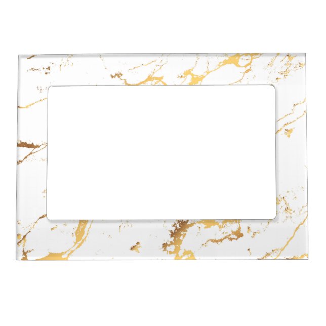 Gold White Marble AcrylicPainting The Abstract Art Magnetic Frame (Front)