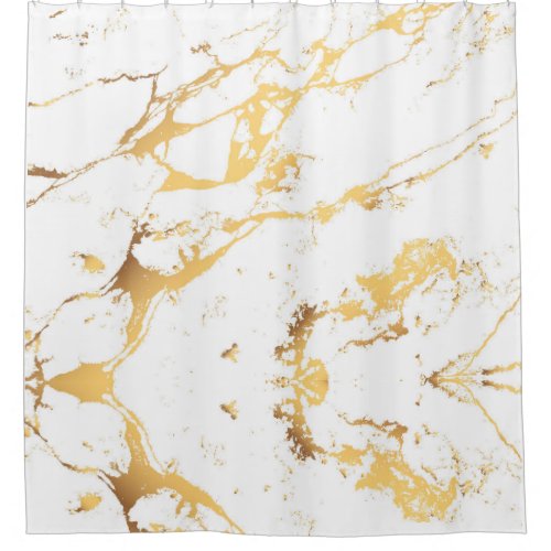 Gold White Marble AcrylicPainting The Abstract Art Shower Curtain