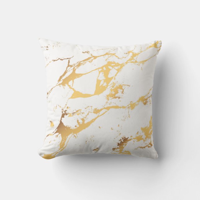 Gold White Marble AcrylicPainting The Abstract Art Throw Pillow (Front)