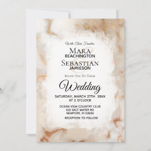 *~* Gold White Marble Artistic AR2 Wedding Invitation