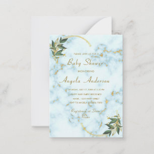 Gold White Marble Baby Shower Invitation Template