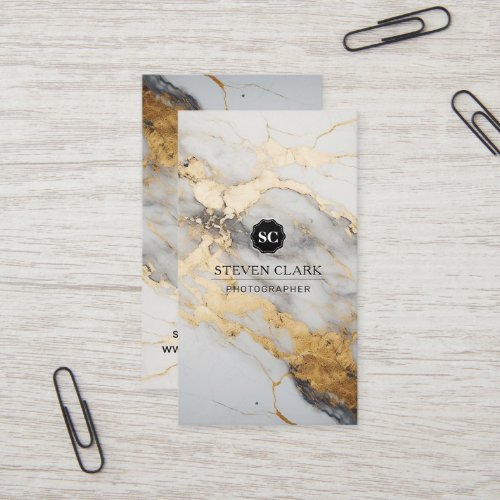 Gold White Marble Background  Lux Business Card