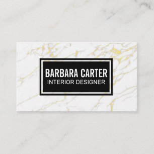Gold White Marble Business Card