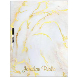 Gold White Marble Calligraphed Elegant Template Dry Erase Board
