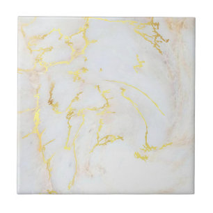Gold White Marble Customizable Elegant Template Ceramic Tile