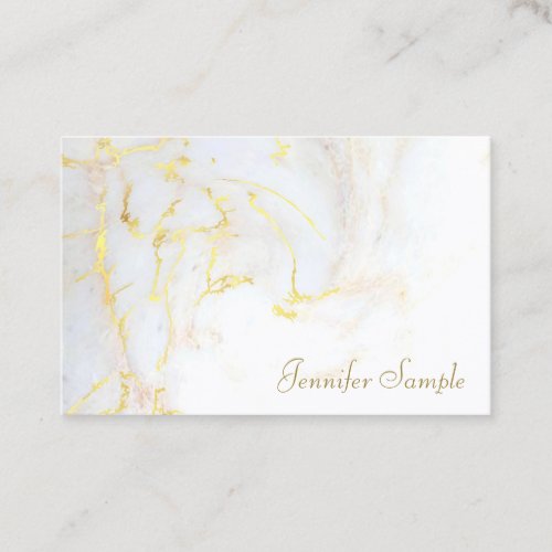Gold White Marble Elegant Golden Modern Template Business Card