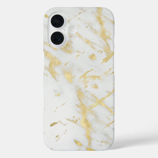 Gold & White Marble Glam Designer Modern Style Case-Mate iPhone Case (Back)