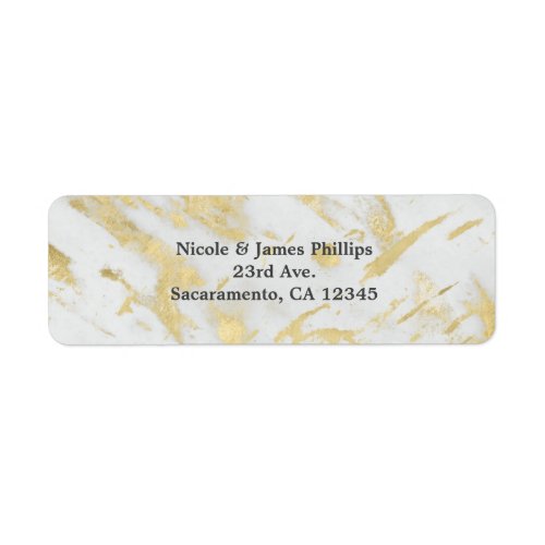 Gold  White Marble Glam Elegant Modern Invitation Label