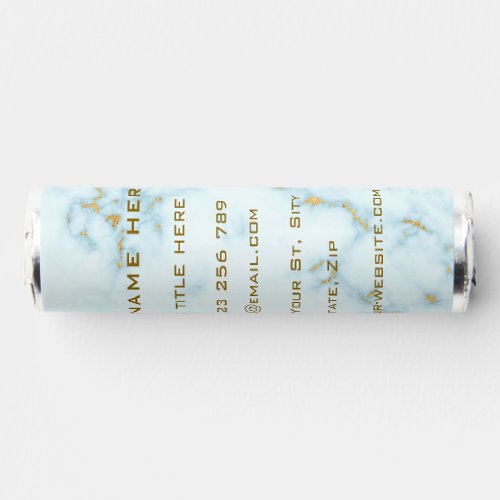 Gold White Marble Golden Text Luxury Promotional Breath Savers Mints