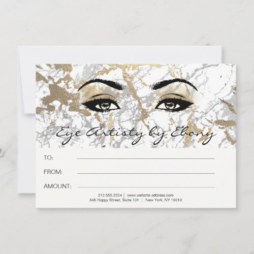 Gold White Marble Makeup Beauty Certificate Ebony2