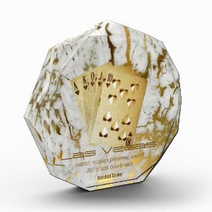 gold white marble playing cards award