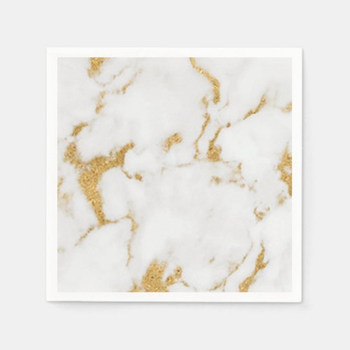 gold white marble Standard Cocktail Napkins