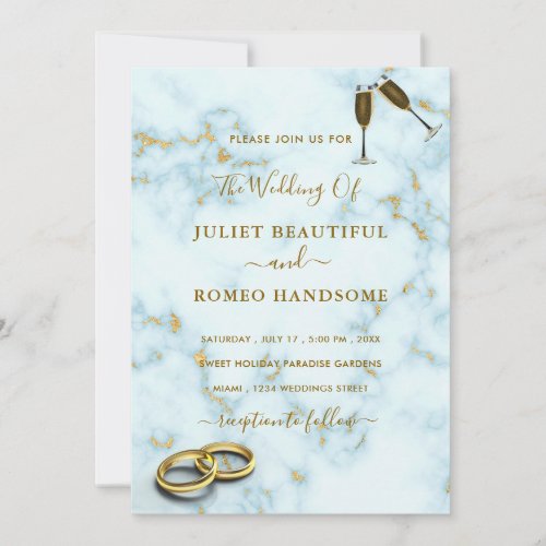 Gold White Marble Your QR Code Wedding Invitation