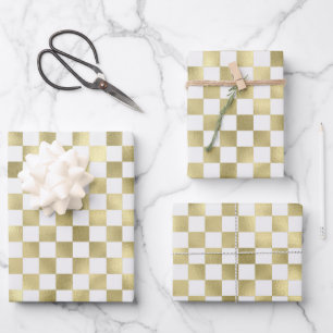 gold white metallic square pattern background wrapping paper sheets