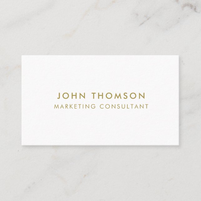 Gold White Minimalist Modern Professional Business Card (Front)
