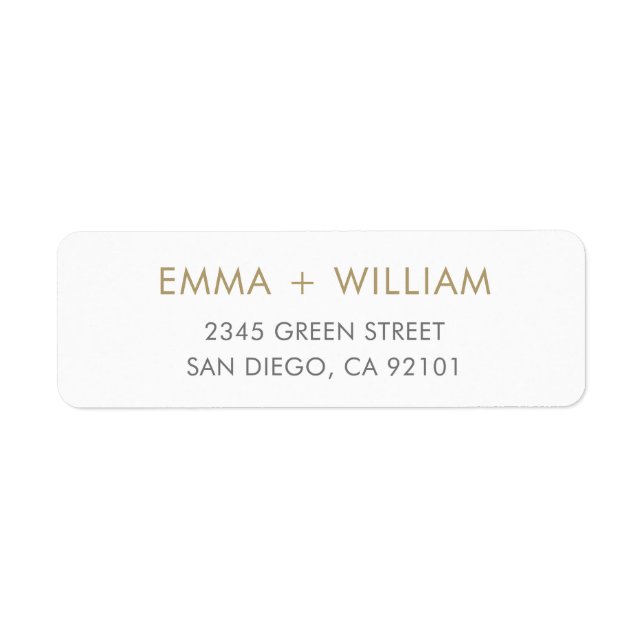 Gold & White Minimalist Return Address Label (Front)