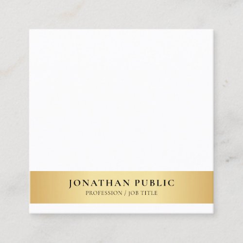 Gold White Minimalist Template Modern Professional Square Business Card