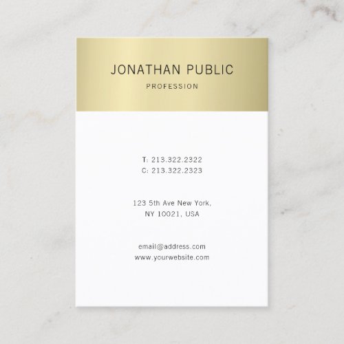 Gold White Minimalist Template Professional Modern Business Card