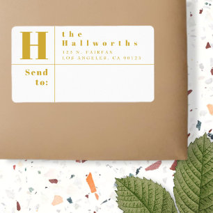 Gold & White Modern Bold Return Address Label