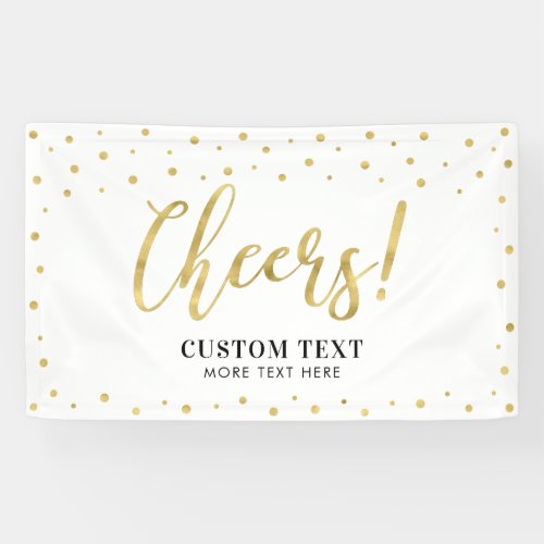 Gold  White  Modern Cheers All Occasions Party Banner