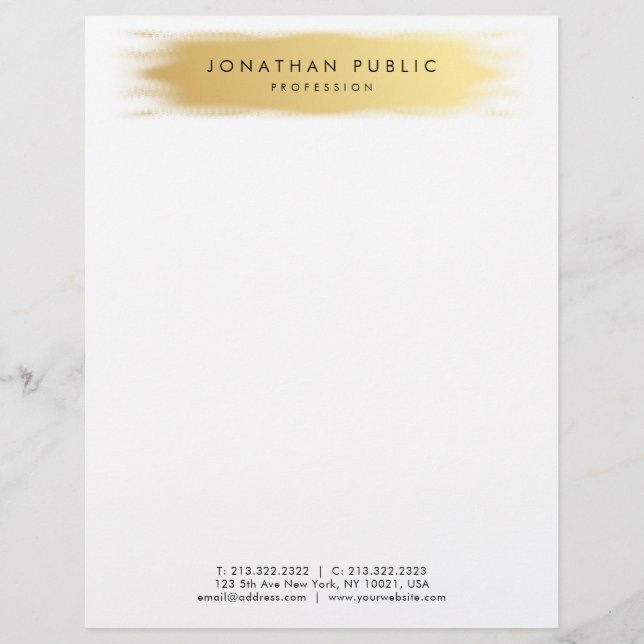 Gold White Modern Elegant Glamour Template Letterhead (Front)