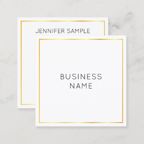 Gold White Modern Elegant Simple Corporate Company Square Business Card